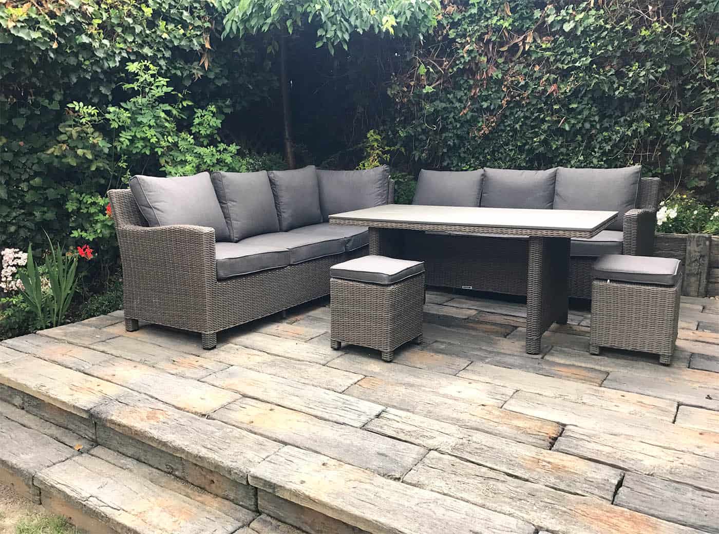 Seating area raised patio installation in North London