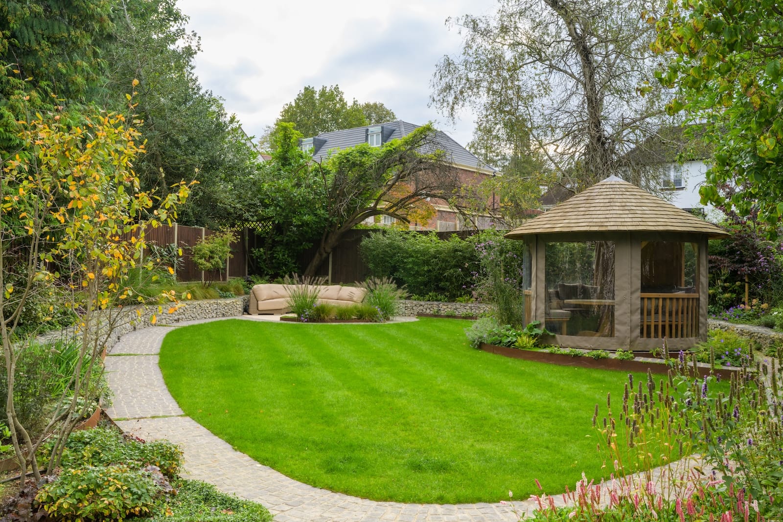 Contemporary Garden Build Whetstone London Feature Tree And Fire Pit